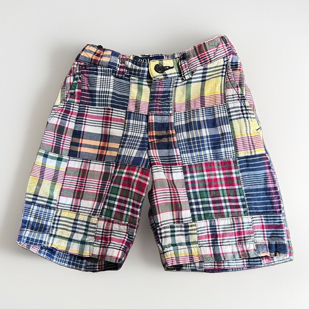 Polo Ralph Lauren Boys Patchwork Shorts - Size 4T - Multicolored adjustable 
